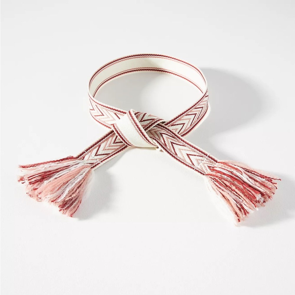 Anthropologie Woven Fringe Bohemian Tie Belt - Picture 2 of 7